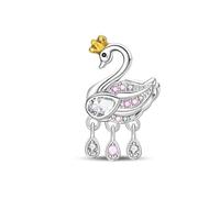 Charm en argent 925 en forme de cygne compatible avec les bracelets Pandora, Trollbeads, Chamilia, Biagi et beaucoup d'autres bracelets à breloques britanniques.