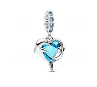 Charm en argent 925 en forme de dauphins en forme de cœur compatible avec les bracelets Pandora, Trollbeads, Chamilia, Biagi et beaucoup d'autres bracelets à breloques britanniques.