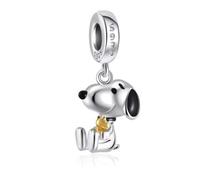 Charm en argent 925 motif chien de dessin animé compatible avec les bracelets Pandora, Trollbeads, Chamilia, Biagi et beaucoup d'autres bracelets à breloques britanniques.