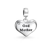 Charm En Forme De Cœur Avec Mot Bff Personnalisé Accent En Cristal Blanc Marraine Perle Pendante Pour Femmes En Argent Sterling Oxydé .925 Compatible Avec Bracelet Européen