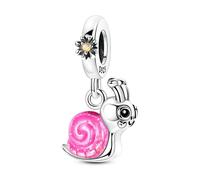 Charm escargot rose en argent 925 compatible avec les bracelets Pandora, Trollbeads, Chamilia, Biagi et beaucoup d'autres bracelets à breloques britanniques.