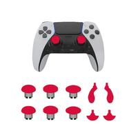 CHARM FOCUS Baguettes en métal et pagaies arrière pour manette PS5 Edge | Kit de remplacement pour joysticks analogiques PS5 Dual Sense Edge, 6 joysticks, 4 boutons arrière, rouge