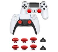 CHARM FOCUS Barres de pouce pour accessoires de driver PS5, baguettes de pouce pour driver PS4, kit de rechange, poignées analogiques pour les pouces Switch Pro, 6 joystick, 2 bases, rouge