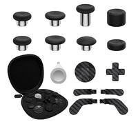 CHARM FOCUS Kit de remplacement 16 en 1 pour manettes Xbox Elite Series 2, comprenant des joysticks magnétiques, des palettes, des capuchons en silicone, des pavés directionnels outil (noir carbone)