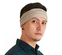 CHARM Homme Bandeau Japonais Sports - Tête Bande Bandana Extensible Beige M