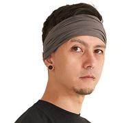 CHARM Homme Bandeau Japonais Sports - Tête Bande Bandana Extensible Gris Charbon L