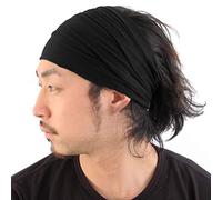 CHARM Homme Bandeau Japonais Sports - Tête Bande Bandana Extensible Noir M