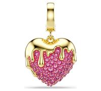 Charm Idyllia, Taille ronde, Cœur, Rose, Doré à l’or 18 carats (750/1000) OS