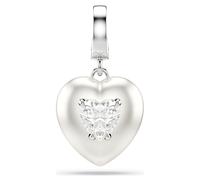 Charm Idyllia, Tailles variées, Revêtement couleur perle, Cœur, Blanc, Métal rhodié OS