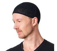 CHARM Kufi Chapeau Homme en Chanvre - Bonnet Tricot Crochet Casquette Priere Islamique Ete Skull Cap Japonais Noir M