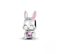 Charm lapin, accessoire de bracelet à breloques en argent sterling 925, compatible avec le collier bracelet pandora, cadeau pour femme