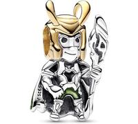Pandora Breloque Loki 762764C01 Argent sterling & plaqué or 14 carats, émail vert et noir