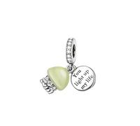 Charm méduse phosphorescente en argent 925 compatible avec les bracelets Pandora, Trollbeads, Chamilia, Biagi et de nombreux autres bracelets à breloques britanniques.