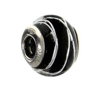 Charm noir décoré pour bracelet verre de Murano et argent 925