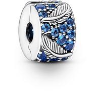 Pandora Charm clip Moments Plume en argent sterling avec cristal bleu nuit