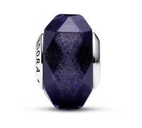 Pandora Moments Charm en argent sterling avec verre de Murano bleu scintillant, aventurine à facettes
