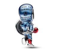 Pandora Charm Marvel Captain America en argent sterling, zircones et émail rouge/bleu