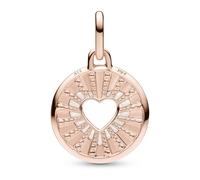 Pandora ME Charm médaillon Cœur en métal plaqué or rose 14 carats avec biorésine blanche, nacre artificielle et émail noir scintillant