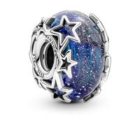 Pandora Charm Moments Galaxie en argent sterling avec verre de Murano bleu scintillant