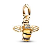 Pandora Charm pendentif Abeille plaqué or 14 carats cristal noir & jaune soufre, zircones, émail noir