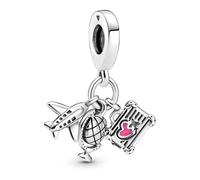 Charm PANDORA Pendant Avion, Globe et Valise