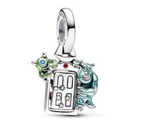 Pandora Charm pendant Disney Pixar Monstres & Cie porte en argent sterling avec zircone cubique rouge et émail vert, rose, bleu clair, bleu et noir