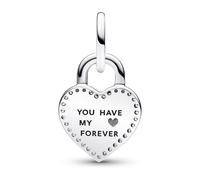 Pandora Charm pendentif Cadenas cœur en argent & plaqué or rose 14 ct, zircones transparentes