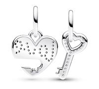 Charm PANDORA Pendant Double Séparable Cœur et Cle