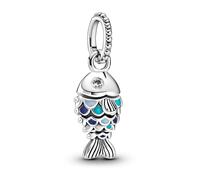 Pandora Charm pendentif Poisson – Argent sterling, zircones, émail bleu marine/capri/pastel