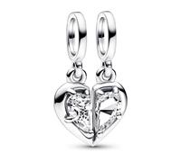 Pandora Charm pendant séparable Cœur en argent sterling avec zircones cubiques transparentes