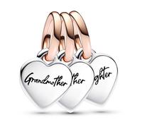 Charm PANDORA Pendant Triple Famille Génération de Cœurs Séparable Bicolore