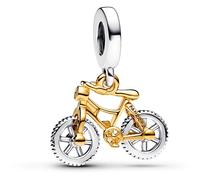 Pandora Charm pendentif Vélo – argent sterling, zircones cubiques transparentes, plaqué or 14 carats