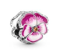 Pandora Charm Moments Pensée argent sterling – zircones, cristal orange, émail bleu/blanc