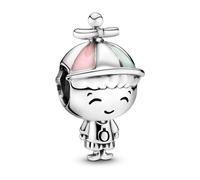 Pandora – Charm Icons Petit garçon en argent avec émail rose et vert