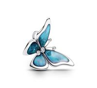 Charm papillon bleu en argent 925 compatible avec les bracelets Pandora, Trollbeads, Chamilia, Biagi et beaucoup d'autres bracelets à breloques britanniques.