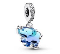 Pandora Charm pendentif Éléphant Argent sterling Zircones transparentes Verre Murano bleu-violet