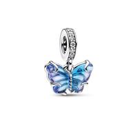 Charm Pendant - PANDORA - Papillon en Verre de Murano - Bleu - Argent - Multicolore