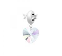 Charm perle en acier et coeur SC Crystal orné de Cristaux Autrichiens