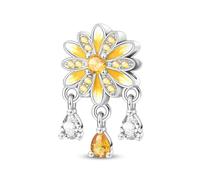 Charm perle marguerite jaune, charm pour bracelet, compatible avec le collier bracelet pandora