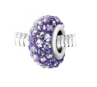 Charm perle pavé de cristaux violets et acier par SC Crystal