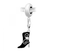Charm perle So Charm en acier avec pendentif botte noire made with crystal from Swarovski 18 mm Noir