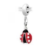 Charm perle So Charm en acier avec pendentif coccinelle made with Crystal from Swarovski 14 mm Rouge