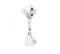 Charm perle So Charm en acier avec pendentif coeur made with crystal from Swarovski 11 mm Argenté