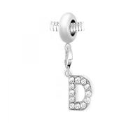 Charm perle So Charm en acier avec pendentif lettre D made with crystal from Swarovski 11 mm Argenté