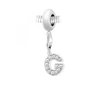 Charm perle So Charm en acier avec pendentif lettre G made with crystal from Swarovski 14 mm Argenté