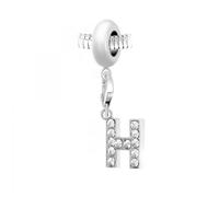 Charm perle So Charm en acier avec pendentif lettre H made with crystal from Swarovski 11 mm Argenté