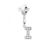 Charm perle So Charm en acier avec pendentif lettre I made with crystal from Swarovski 9 mm Argenté
