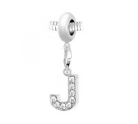 Charm perle So Charm en acier avec pendentif lettre J made with crystal from Swarovski 11 mm Argenté
