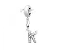 Charm perle So Charm en acier avec pendentif lettre K made with crystal from Swarovski 10 mm Argenté