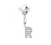 Charm perle So Charm en acier avec pendentif lettre R made with crystal from Swarovski 10 mm Argenté